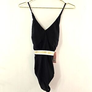 Juicy Couture Logo Monogram Belt Waist Spellout One Piece Swimsuit NWT Size S